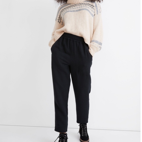 Madewell Waffleback Pull-On High-Rise Tapered Black Pants Women’s Size Small - Picture 1 of 12
